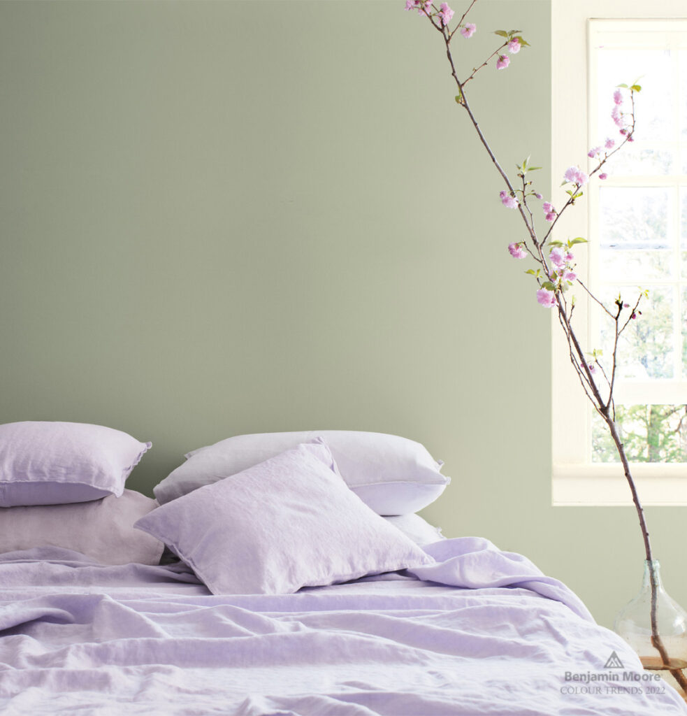 Bedroom with October Mist walls