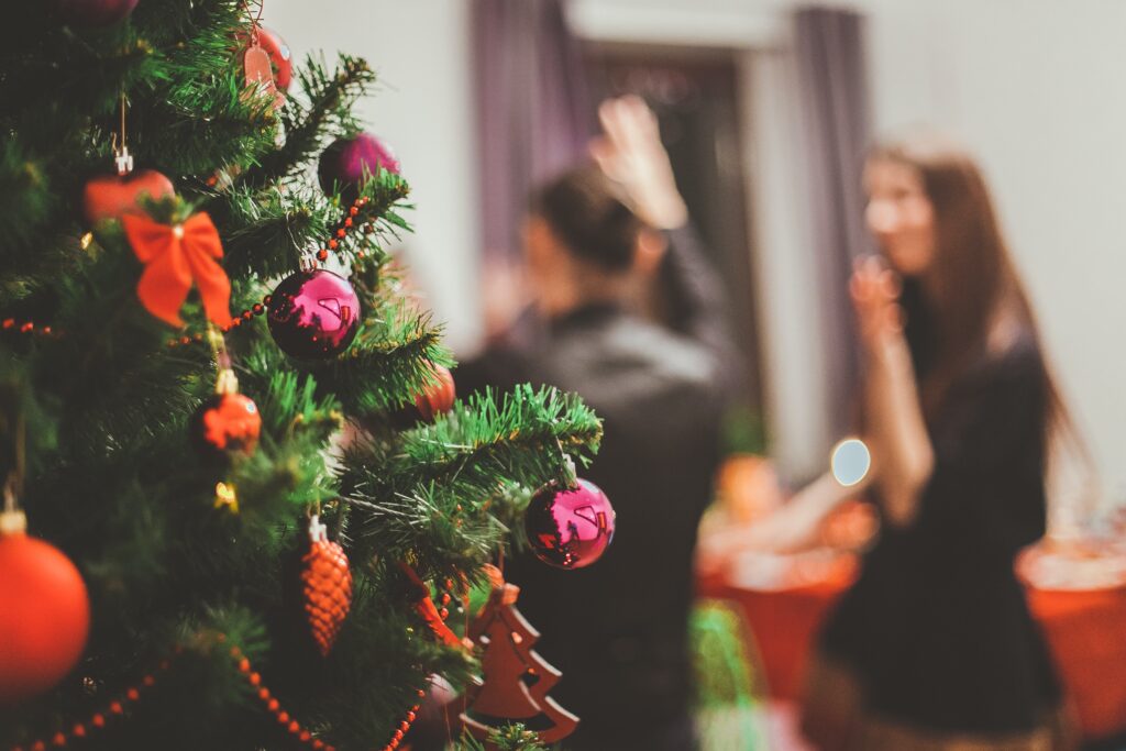 Christmas tree at a party