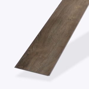 A single rectangular Mikita vinyl flooring plank with a brown, textured wood-look surface and visible grain pattern is shown against a plain light background.