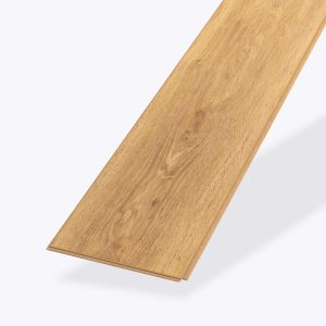 A single long, rectangular plank of Alondra Oak light brown wood flooring with a natural grain pattern, photographed against a plain white background.
