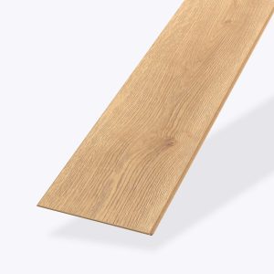 A single Moraine light brown wooden plank with a natural wood grain pattern, positioned diagonally against a plain white background.