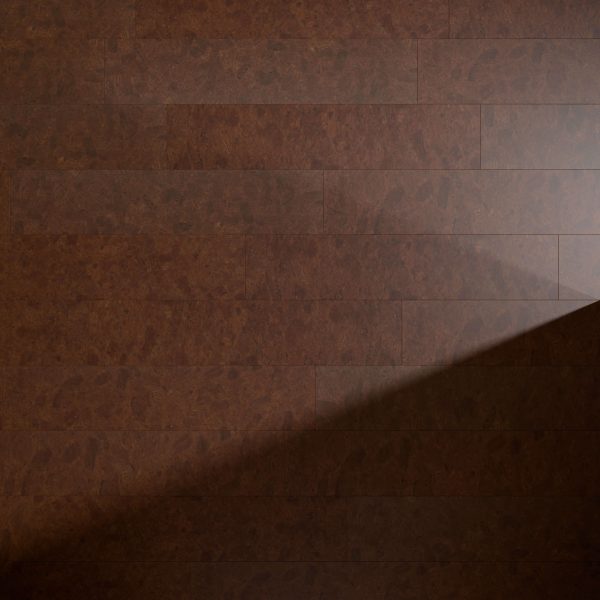 The Vintage Western Saddle rests on a dark brown wooden floor with a subtle wood grain pattern, illuminated by a diagonal beam of sunlight from the right that creates a sharp contrast between light and shadow.