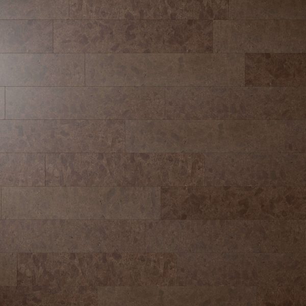 Vintage Shoreline features dark brown wood flooring with subtle grain patterns, a smooth finish, and horizontal planks arranged in a staggered pattern.