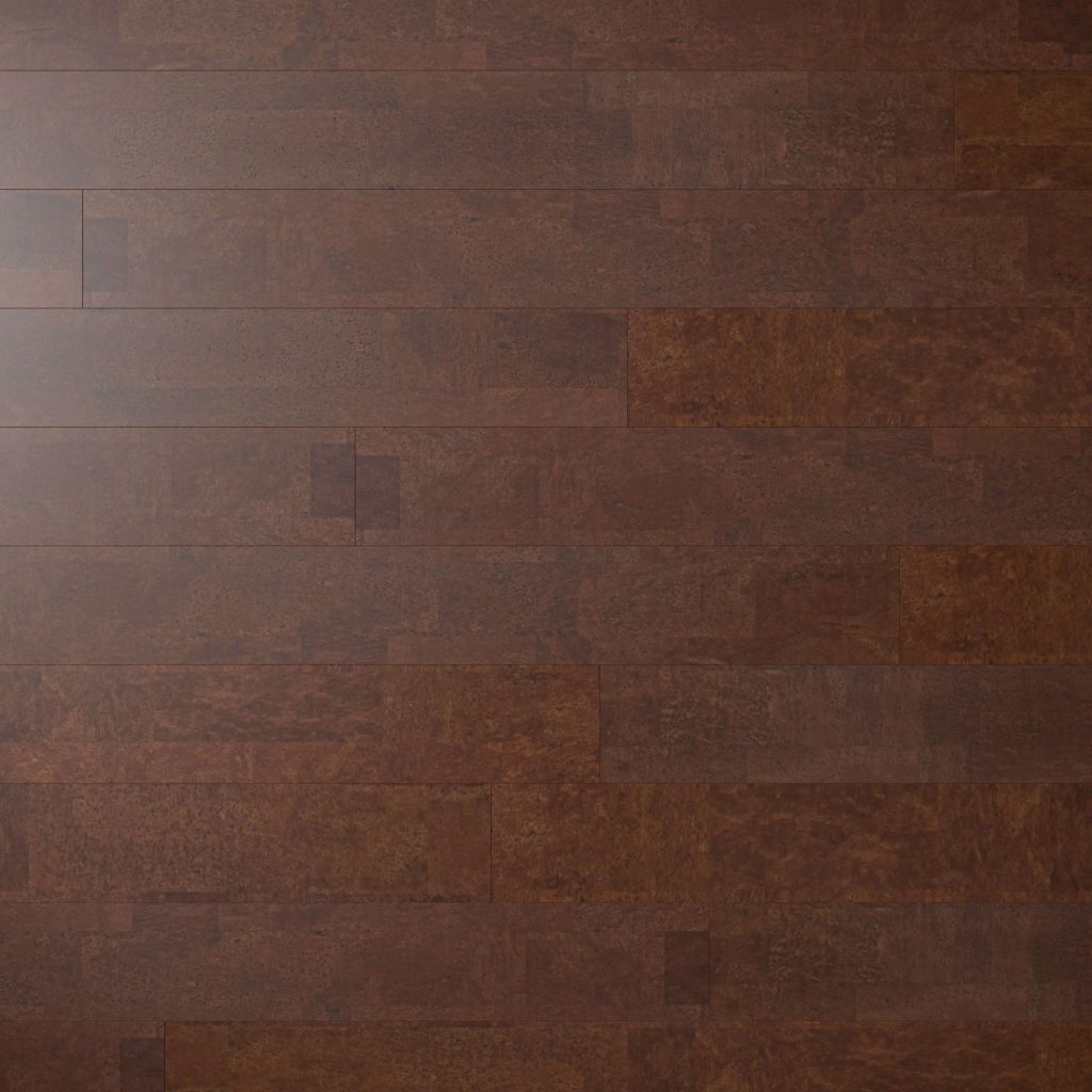 Boulevard Jasper features dark brown rectangular planks with a smooth finish, staggered layout, and visible wood grain. Subtle variations in color and texture add natural appeal across the surface.