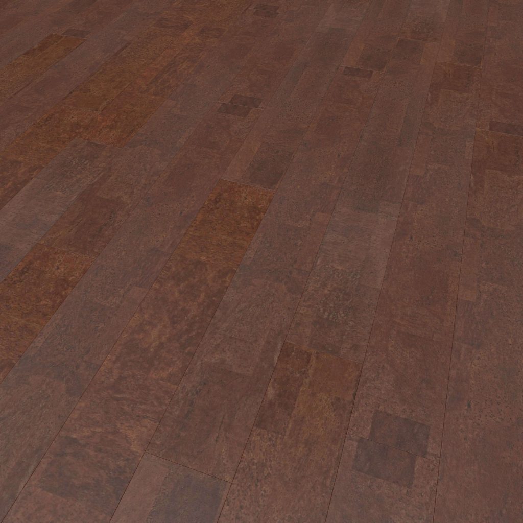 Close-up view of Boulevard Jasper, a dark brown wooden floor with visible grain and varied plank shades, creating a natural and warm textured surface.