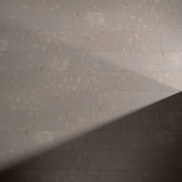 A Burl Oolong beige textured tile wall features a diagonal shadow across the lower right, highlighting the contrast between its light and dark surfaces.