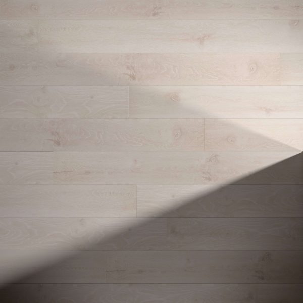 Cumulus Oak features light wooden floorboards with a subtle grain. A diagonal shadow crosses the lower right corner, adding contrast to the evenly lit surface.