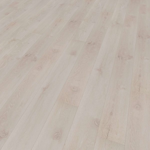 Cumulus Oak features a light-colored wood floor with visible grain and knots, arranged in a staggered plank pattern for a clean, modern look.