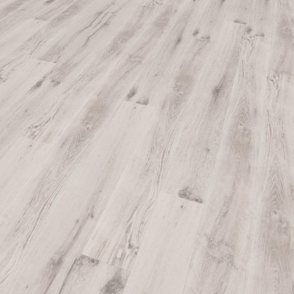 Close-up view of Palmetto Oak flooring, showcasing wide planks with a smooth, matte finish and natural grain. The color blends soft white, gray, and light beige tones for a modern yet timeless look.