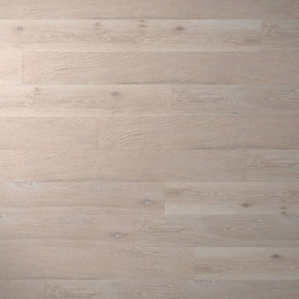 River Run Oak features a light wood tone with subtle grain, natural texture, and soft color variations. The smooth planks are evenly laid in a staggered pattern for a refined and inviting look.