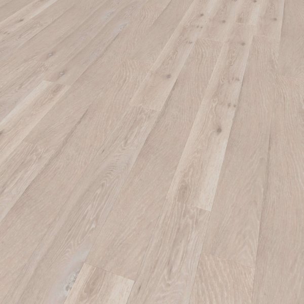 River Run Oak showcases wide planks with a light, natural tone and subtle grain. Its smooth finish and gently washed look bring a fresh, airy feel to any room.