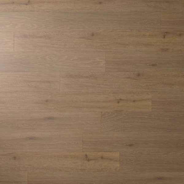 Creekbed Oak features a light brown wooden floor with horizontal planks, natural grain patterns, and subtle knots for a smooth, uniform surface.