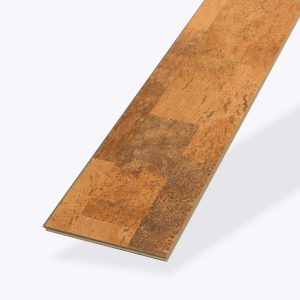 A single Boulevard Natural cork flooring plank with a natural, medium-brown color and a textured, patterned surface is displayed against a light gray background.
