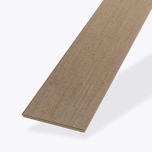A single Paseo Merida rectangular beige vinyl flooring plank with a wood grain texture, displayed against a plain white background.