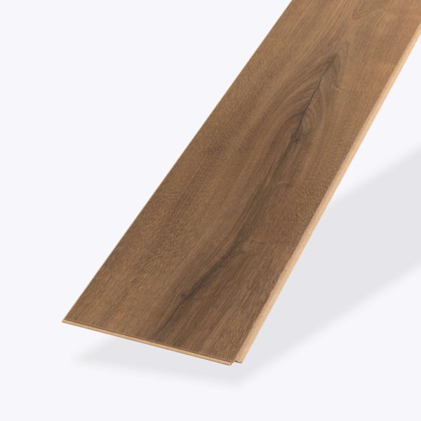 A single Sedona Oak plank with a natural brown finish and visible grain patterns, isolated on a light gray background.