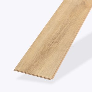 An Austin Oak* flooring plank, featuring a light-colored wood finish and natural grain pattern, is displayed against a plain white background.