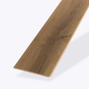 A single, rectangular Stowe Oak* laminate plank with a natural light brown finish is displayed on a plain light background, emphasizing its realistic wood grain texture.
