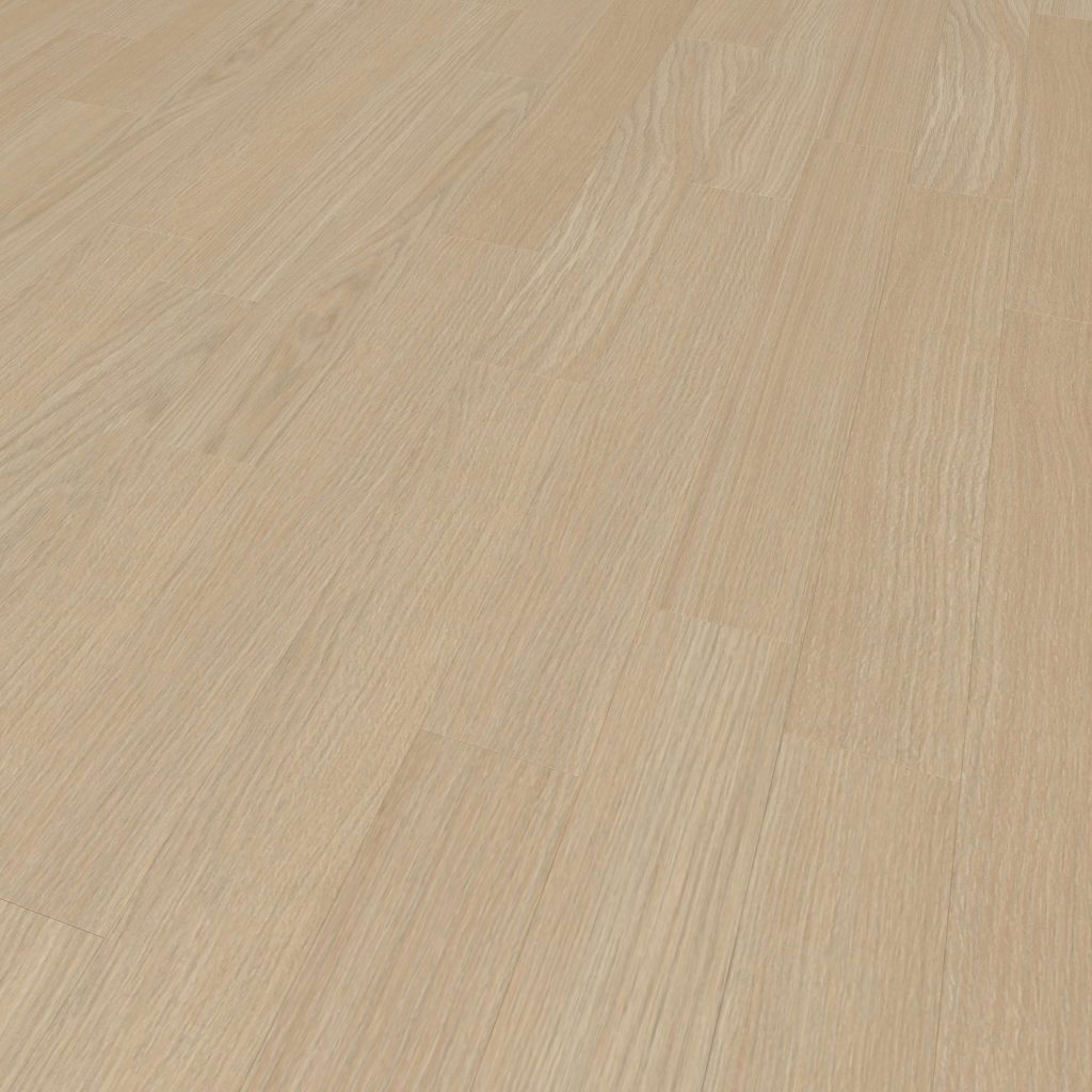 Agnes features a light-colored wooden floor with a subtle grain pattern, viewed at an angle. Its smooth, clean, and evenly finished surface offers a warm and modern appearance.