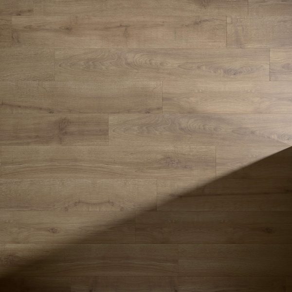 Vermilion: Light brown wooden floor with visible grain patterns. A diagonal shadow crosses the lower right corner, highlighting the contrast between brightly lit and shaded areas.