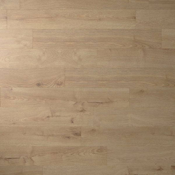 Cavell features light brown wooden planks with visible grain and natural knots, laid horizontally. The floor has a smooth, clean surface and a subtle matte finish.