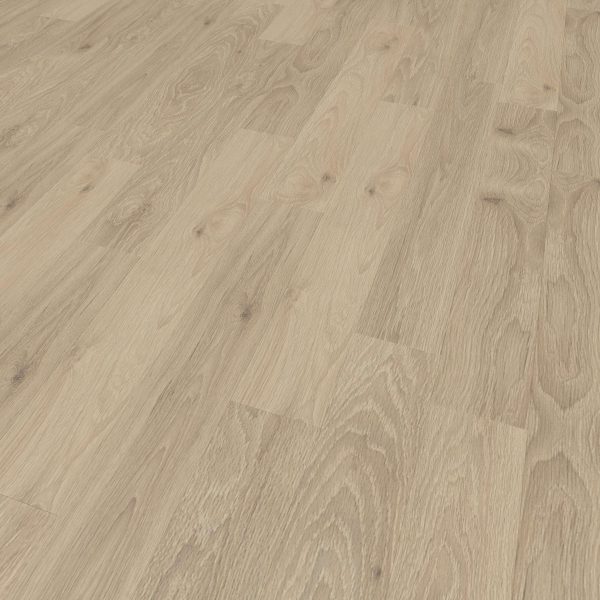 Athabasca features a light-colored wooden floor with natural grain patterns, visible knots, and subtle shade variations for a realistic, warm, and inviting look.