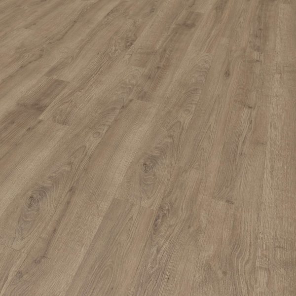 Lowell laminate flooring features light brown wood tones with a natural grain pattern and subtle knots for a warm, rustic look. The parallel boards have a smooth, matte finish.