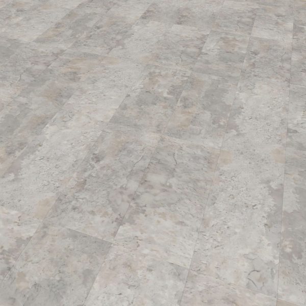 Bridgewater tiles feature light gray stone with subtle marbling and natural variations, arranged in a staggered floor pattern.