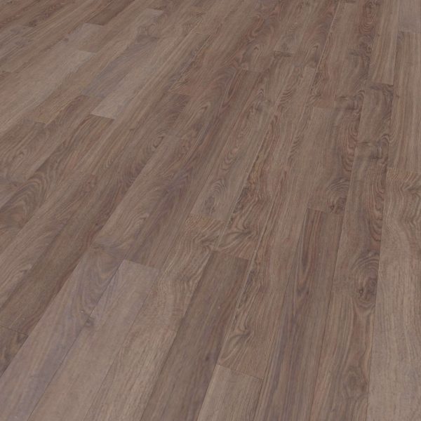 A close-up view of Rockwood flooring with reddish-brown planks, distinct wood grain patterns, and subtle color variations.