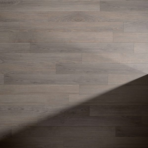 Sandy Ridge features light grey wooden floorboards with a subtle wood grain. A diagonal shadow covers the lower right corner, contrasting with the evenly lit upper left section.