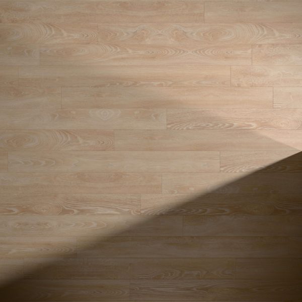 Shelbourne features light-colored wooden floorboards with a natural grain pattern. A diagonal shadow crosses the lower right corner, highlighting the contrast between illuminated and shaded areas. No objects or decorations are present.