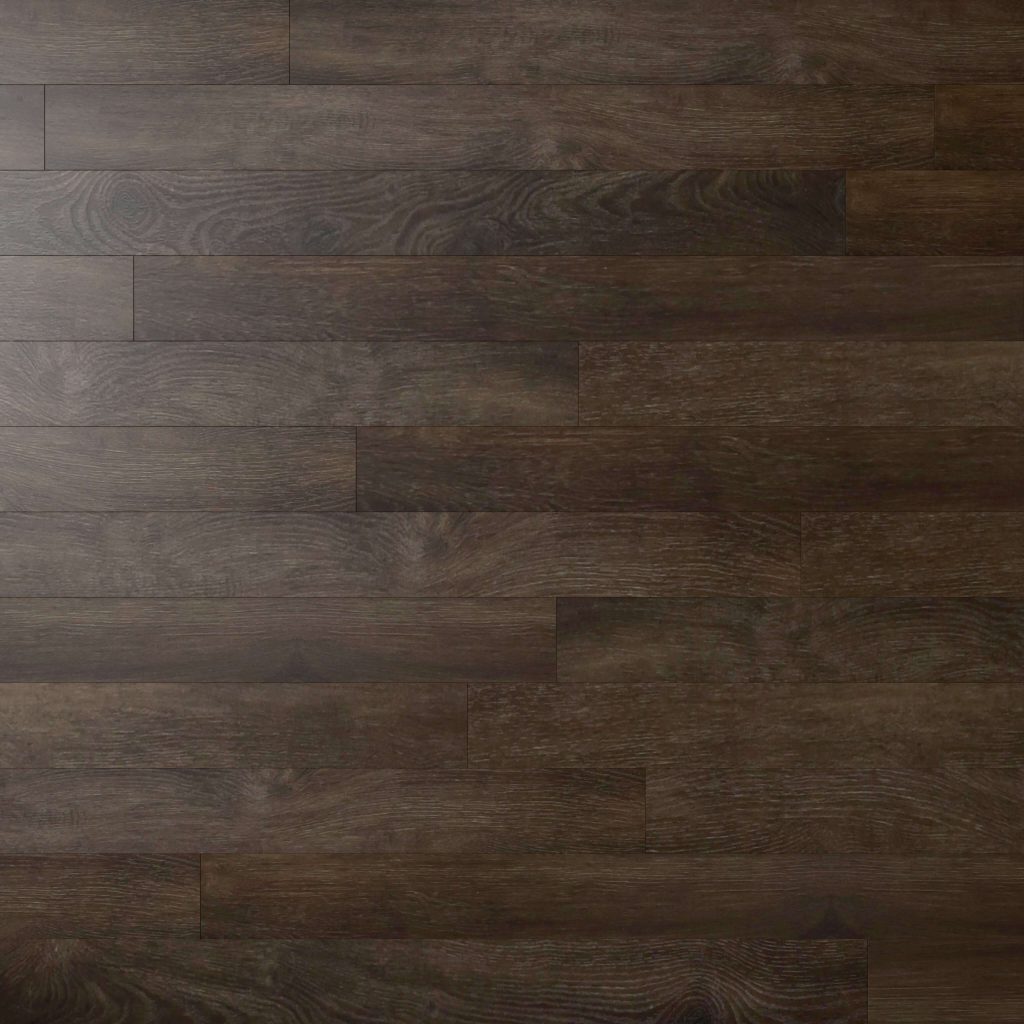 Blackrock: A dark brown wooden floor with visible grain and texture, featuring horizontal planks in a staggered layout and a polished, subtly glossy finish.