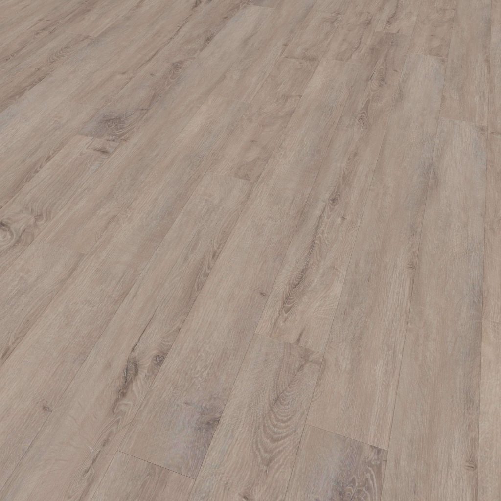 Brighton Hill light brown wood laminate flooring features a natural grain pattern and subtle texture, with several planks aligned diagonally across the image. The clean and well-maintained surface highlights its quality finish.