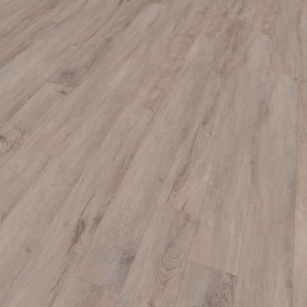 Brighton Hill light brown wood laminate flooring features a natural grain pattern and subtle texture, with several planks aligned diagonally across the image. The clean and well-maintained surface highlights its quality finish.