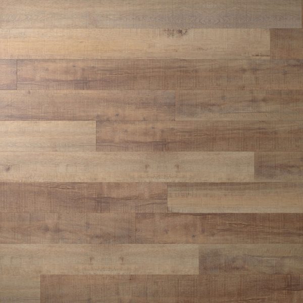Rockland* wood floor with a natural finish features wide planks laid horizontally, showcasing subtle wood grain patterns and varying shades of brown for a rich, distinctive look.