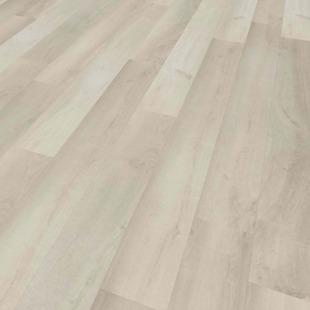 Atherton* features light-colored wide planks with subtle natural grain patterns and a smooth, matte finish. The flooring surface is clean and evenly laid out.