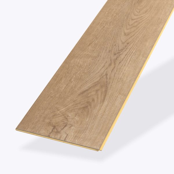 A single plank of Barossa* light brown wood flooring with a natural grain pattern is displayed at an angle on a white background.