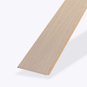 A single rectangular plank of Everglade Oak* light wood flooring with a smooth surface, shown diagonally on a plain white background.
