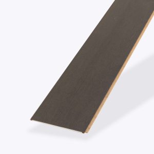 A single Maple Latte* dark brown wooden floor plank with a smooth surface, displayed at an angle on a plain white background.