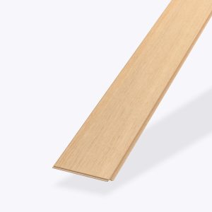 A single White Oak Natural* plank with a light wood color, smooth surface, and beveled edges, isolated on a plain white background.