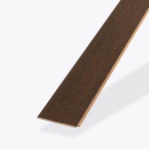 A single Bramble Oak laminate flooring plank with a brown wood-look finish is displayed on a light background, positioned diagonally from the bottom left to the top right.