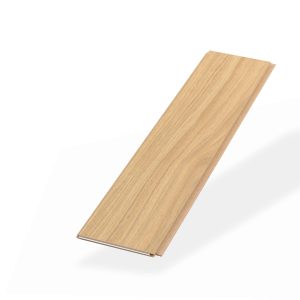 A Coastal Oak* (Right) light wood laminate flooring plank is shown on a white background, highlighting its smooth surface and natural oak grain pattern.