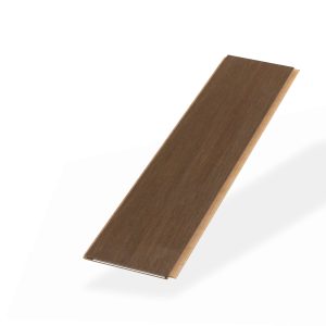A single rectangular plank of Maple Arabica* (Right) brown laminate flooring with a wood grain texture, isolated on a white background with a faint shadow underneath.