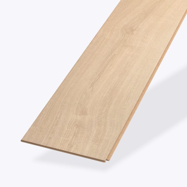 A single Griffin Oak light wood laminate flooring plank with a natural grain pattern, photographed on a plain white background.