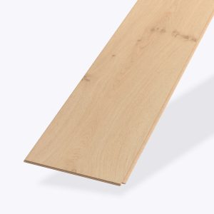 A single Midas Oak light wood laminate flooring plank with a smooth finish and subtle wood grain patterns is displayed on a plain white background.