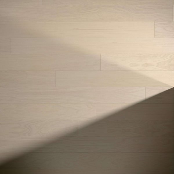 Coastal Oak* flooring features a light color and visible grain patterns, with a triangular shadow cast across the lower right corner, highlighting the contrast between illuminated and shaded areas.