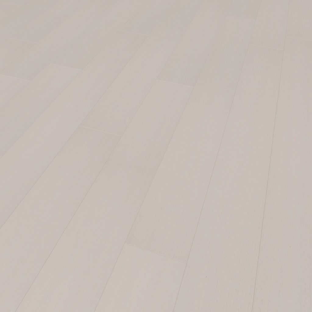 Dove Oak R&Q features wide, light-colored planks arranged in parallel, showcasing a clean, minimalist look. The subtle grain texture and pale, whitewashed finish complete its elegant appearance.
