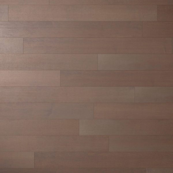 Maple Arabica* features long, rectangular brown wooden planks in a staggered pattern, showcasing a smooth surface and natural wood grain variation.