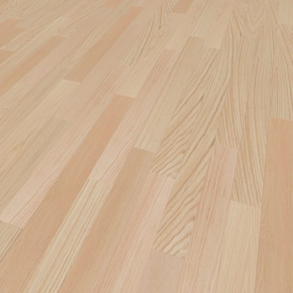 Red Oak Natural* is a light-colored wooden floor with a smooth finish and visible wood grain, featuring rectangular planks arranged in a staggered pattern for a natural, warm look.