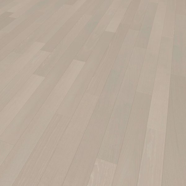 Arcadian Oak* features light-colored, long, narrow wooden planks in a staggered pattern. The clean, smooth, and polished surface highlights subtle grain and tonal variations for a refined look.