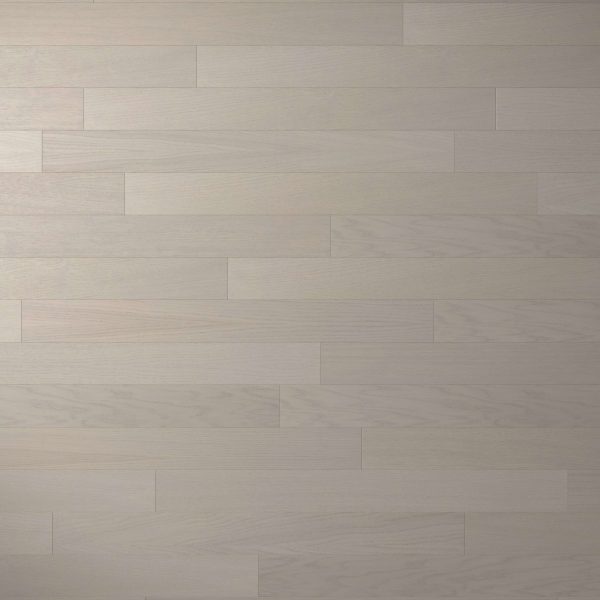 Braeburn Oak* features light gray floorboards in a horizontal, staggered pattern. Subtle wood grain adds a smooth, modern, and clean look to any space.
